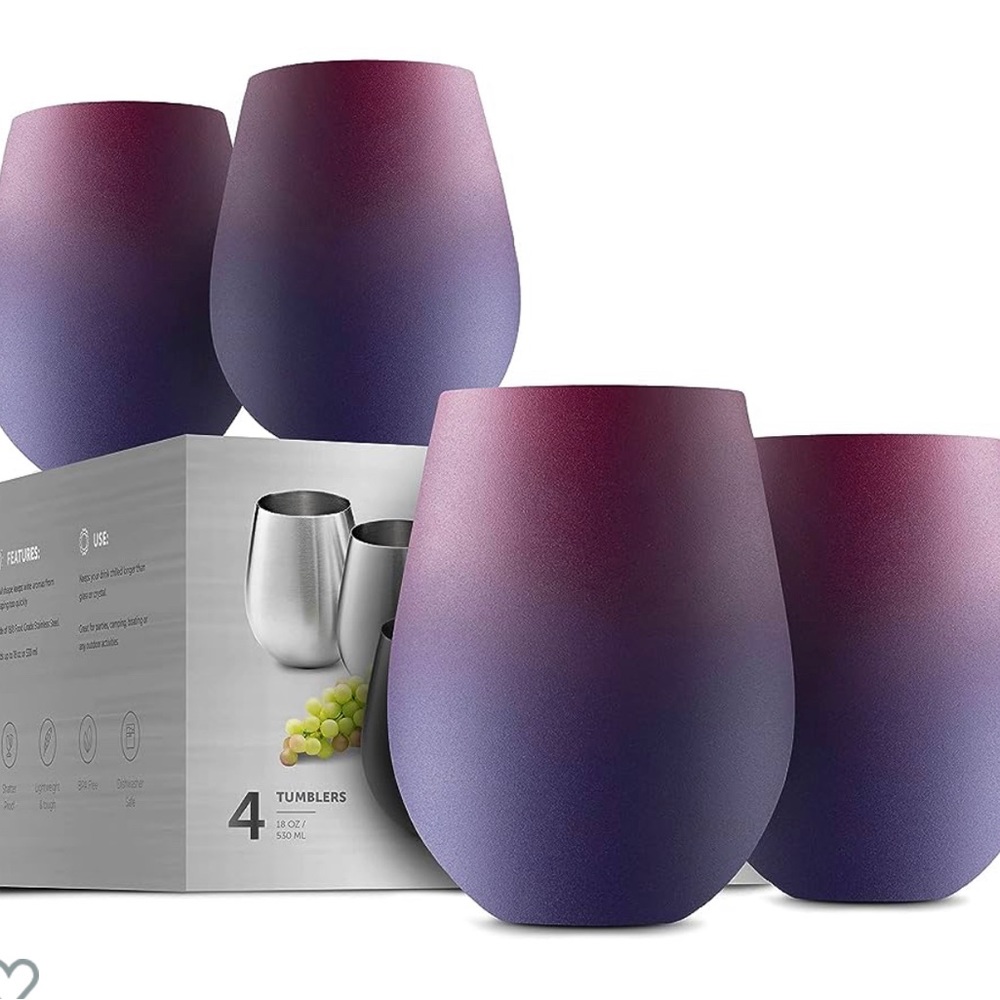 Set of 4 Stainless Steel Wine Glasses